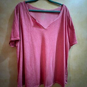 Terra & Sky Pink V-Neck Short Sleeve Tee 4X Plus Size